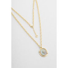 Büyülü Gece 18 Ayar Sarı Altın Kaplama 44 cm Gümüş Zincir Kolye