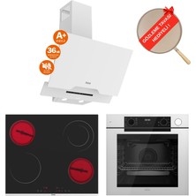 Ferre Fryart&buharlı Lumetra Sessiz Davlumbaz Elektrikli Beyaz Ank. Set (D064-SA + MS263 + QEP64CB)