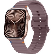 Apple Watch 42MM 44MM 45MM S10 46MM Ultra 49MM Uyumlu Dalga Desenli Tokalı Yumusaş Silikon Kordon