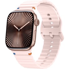 Apple Watch 42MM 44MM 45MM S10 46MM Ultra 49MM Uyumlu Dalga Desenli Tokalı Yumusaş Silikon Kordon
