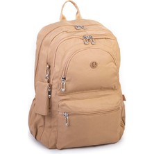 Nas Bag Unisex Büyük Boy Hafif Çok Gözlü Sırt Çantası Kum