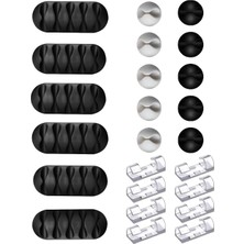 24 Parça Kablo Tutucu Seti | Yapışkanlı Kablo Klipsi | Masa Üstü Kablo Düzenleyici | Şarj Kablosu, Kulaklık, Usb, Hdmı, Mouse Kablosu Için | Ofis & Ev Kullanımı | Kablo Yönetimi Çözümü