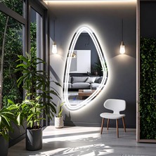 Evonna Beyaz Led'li Lazer Kumlamalı Lavabo & Banyo Aynası (Dokunmatik Sensörlü)