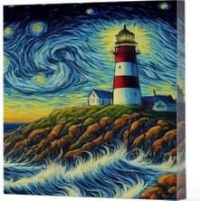 Van Gogh 8 - Deniz Feneri Çizgili Yan Boyamalı Defter