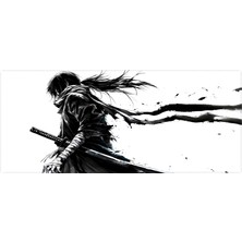 Porge Pro Gaming Mouse Pad 80X30 Samurai Mouse Pad Xl Büyük Oyuncu Mousepad Kenar Dikişli Yıkanabilir Speed Mause Pad