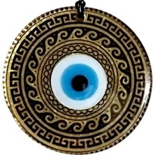 Altın Varaklı Nazar Boncuklu Füzyon Cam El Işçiliği 12 cm Duvar Süsü Nazarlık Hediyelik Eşya