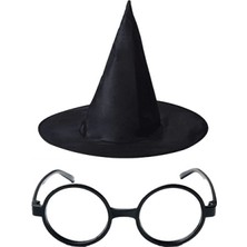 Harry Potter Şapkası ve Gözlüğü Siyah Renk