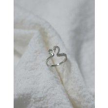 Çelik Gümüş Aşık Kuğular Yüzüğü