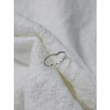 Çelik Gümüş Modern V Yüzük