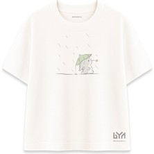 Nilüfer Şapkalı Tavşan Baskılı Şeker Oversize Tişört