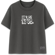 It's Ok Not Ok Kadın Oversize Füme Tişört