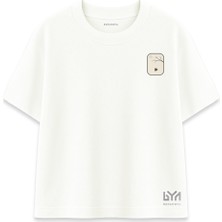 Yaprak Dökümü Temalı Minimal Ekru Oversize Tişört