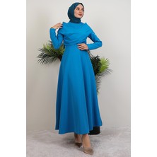 Ahenk Krep Elbise Mavi