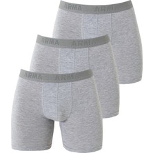 3'lü Gri Erkek Boxer Likralı Esnek Kumaş