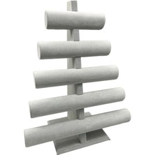 Süet Kumaş Gri Renk Beş Kademeli 45/34 cm Bileklik-Saat Sergileme Standı