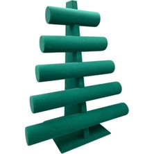 Süet Kumaş Yeşil Renk Beş Kademeli 45/34 cm Bileklik-Saat Sergileme Standı