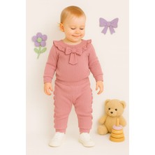 Pamuklu Fırfırlı Eşofman Alt Üst Kız Çocuk Ikili Takım