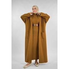 Cep Detaylı Triko Hırka 18313 Taba