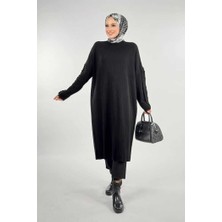 Fırfır Kol Triko Tunik 18305 Siyah