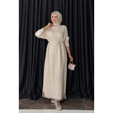 Örgü Detay Triko Elbise 18312 Taş