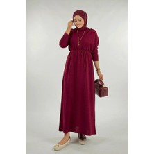 Simli Triko Elbise 18315 Bordo