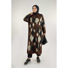 Geometrik Desen Tunik 18316 Kahverengi