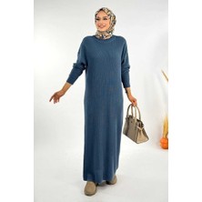Yarım Balıkçı Yaka Elbise 18300 Indigo