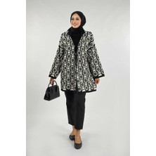 Yuvarlak Desen Triko Hırka 18324 Siyah