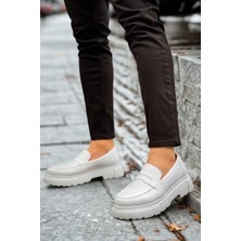 Derije Yüksek Tabanlı Erkek Beyaz Loafer Ayakkabı MN2417