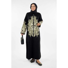 Desenli Fermuarlı Triko Hırka 18320 Siyah