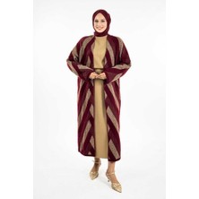 Geometrik Desenli Simli Hırka 18328 Bordo