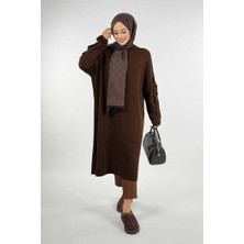 Fırfır Kol Triko Tunik 18305 Kahverengi