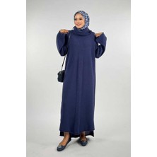 Boğazlı Triko Elbise 18209 Lacivert
