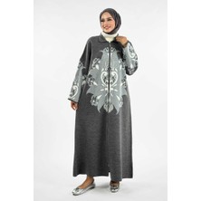 Desenli Fermuarlı Triko Hırka 18320 Antrasit