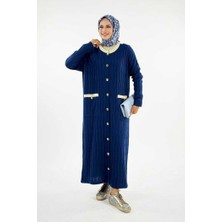 Desenli Triko Hırka 18207 Lacivert