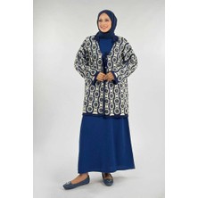 Yuvarlak Desen Triko Hırka 18324 Lacivert