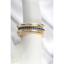 Pirinç Gold Renk Zirkon Taşlı 4'lü Kadın Yüzük