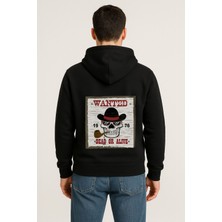 Wanted Dead Or Alive Baskılı Oversize Hoodie – Retro Kovboy Tarzı Unisex Kapüşonlu Sweatshirt
