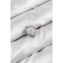 Misineli Kalp Model Gümüş Renk Hayalet Kolye