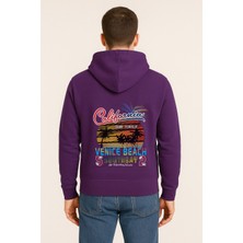 California Venice Beach Baskılı Oversize Hoodie – Retro Surf Tarzı Unisex Kapüşonlu