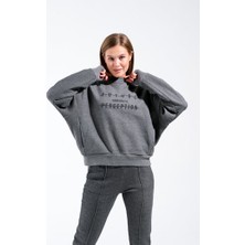 Moda Motley Yüksek Yaka Kapüşonlu Cepli Oversize Hoodie Sweatshirt