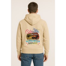 California Venice Beach Baskılı Oversize Hoodie – Retro Surf Tarzı Unisex Kapüşonlu