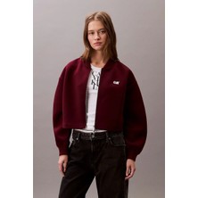 Calvin Klein Jeans Bol Kesim Scuba Kumaş Fermuarlı Bomber Kadın Bordo Ceket LV047C524G-VLP