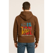 I Love Istanbul Evolution City Baskılı Oversize Hoodie – Unisex Kapüşonlu Sweatshirt