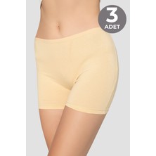 3'lü Paket Kadın Ten Boxer Şort Pamuklu Likralı