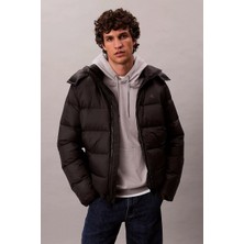 Calvin Klein Jeans Uzun Kollu Çıkarılabilir Kapüşonlu Şişme Erkek Siyah  Mont LV04RC518G-UB1