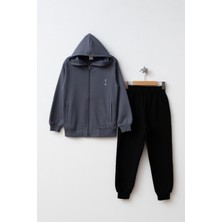 Beniizle Çift Cepli Unisex Eşofman Takımı Kapüşonlu Fermuarlı Normal Kalıp Günlük Kullanım