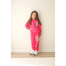 Stitch Detaylı 3 Ip Şardonsuz Kız Çocuk Kışlık Eşofman Takımı