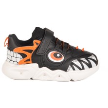 Siyah Cırtlı Işıklı Unisex Çocuk Spor Ayakkabı Stego P