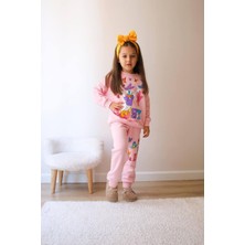 Bluey-Labubu-Daisy Duck Detaylı 3 Ip Şardonsuz Kız Çocuk Kışlık Eşofman Takımı